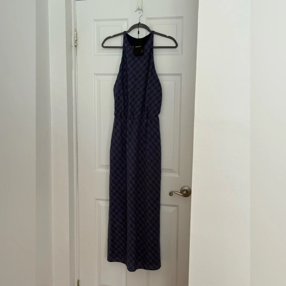 NEW Massimo Dutti Long Checkered Dress with Back Detail - Picture 3 of 12